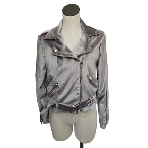 Walter Baker Women’s Travis Jacket Lavender Velvet Moto Size Medium Zippers Edgy - Picture 1 of 10